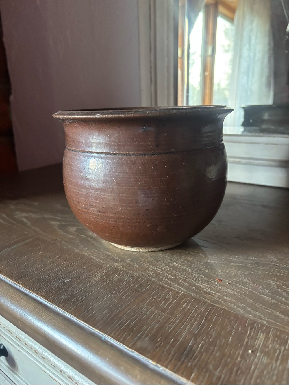 Artisan Glazed Brown Ceramic Planter